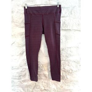 Pact Organic Cotton Herringbone Cropped Leggings Side Pockets Large Sustainable